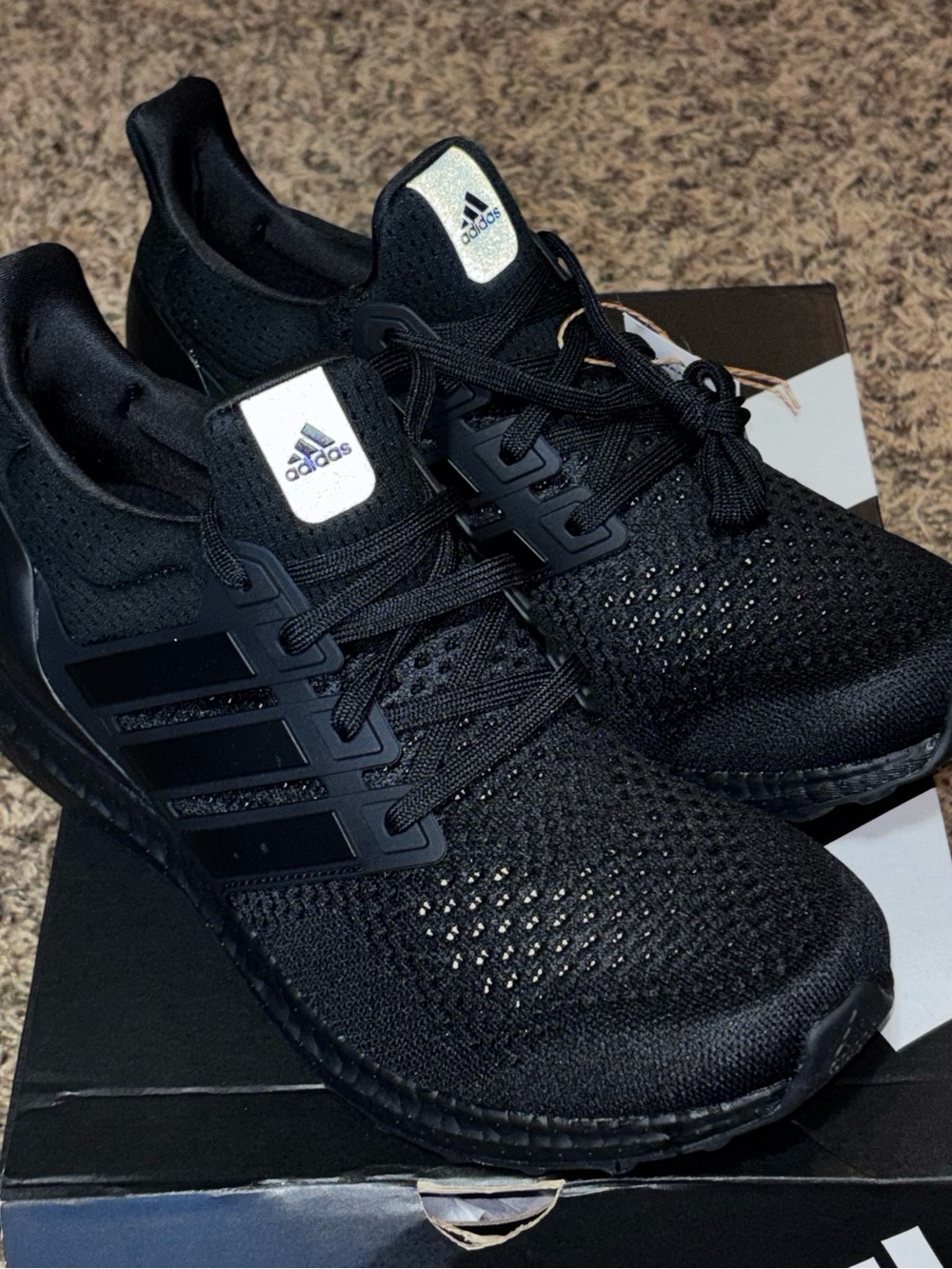 Men's Size 9 Adidas UltraBoost 1.0 DNA Triple Black Boost Running Shoes HQ4199